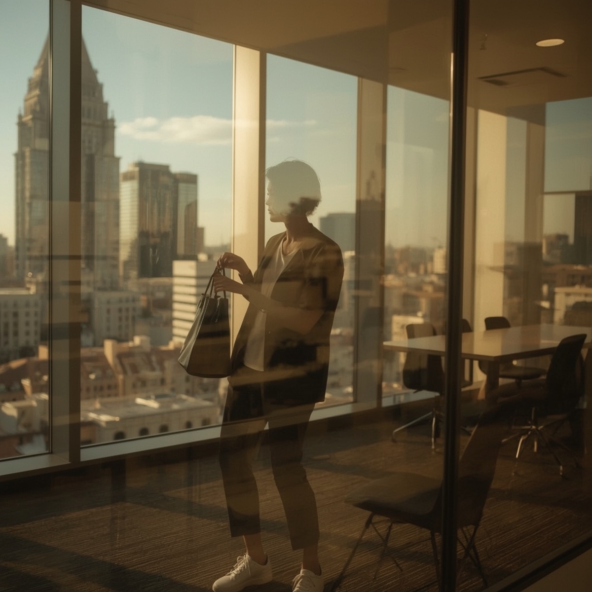 Lucid_Realism_Abstract_reflection_of_a_person_in_a_large_glass_0