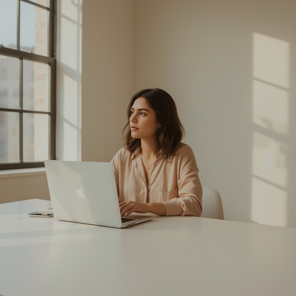 Lucid_Realism_Founder_sitting_alone_at_a_large_clean_desk_with_0
