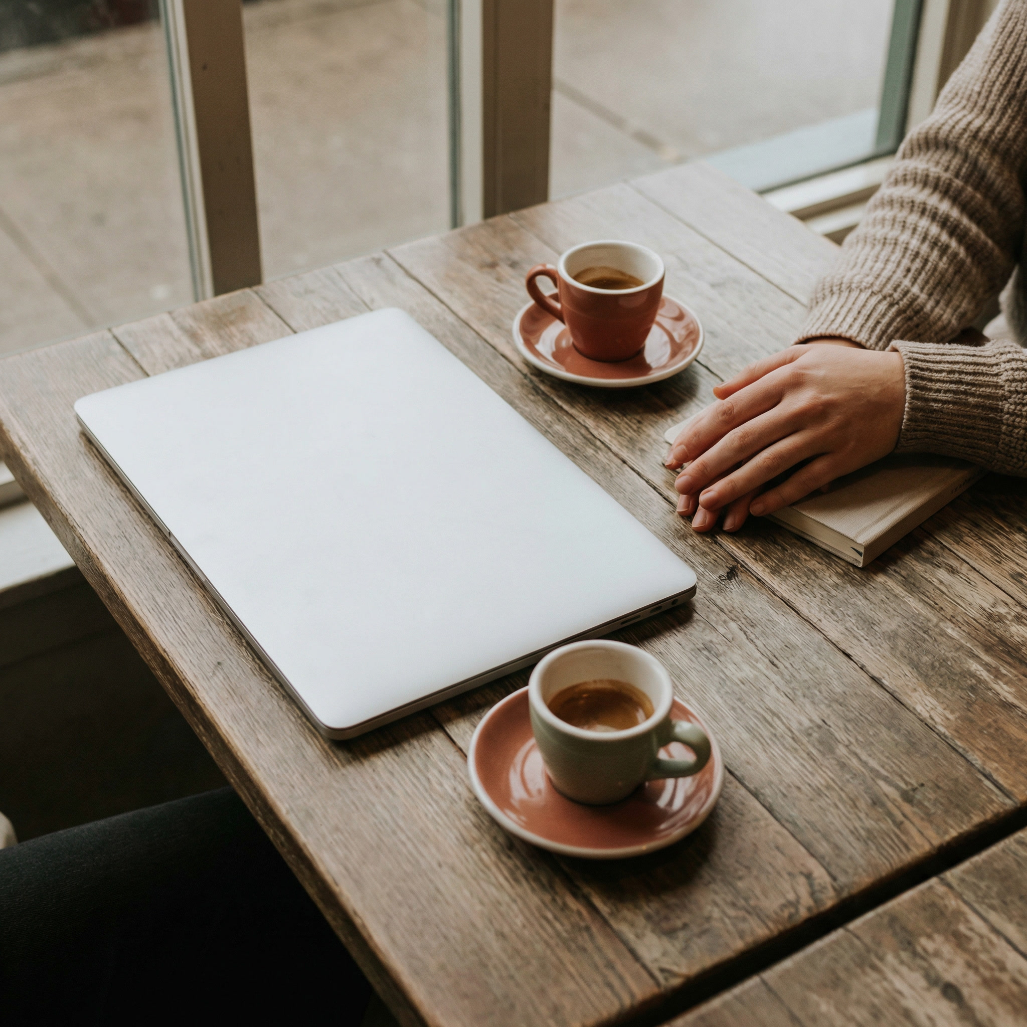 gemini-image-2_Closed_laptop_and_two_espresso_cups_on_a_small_café_table_one_person_s_hands_re-0