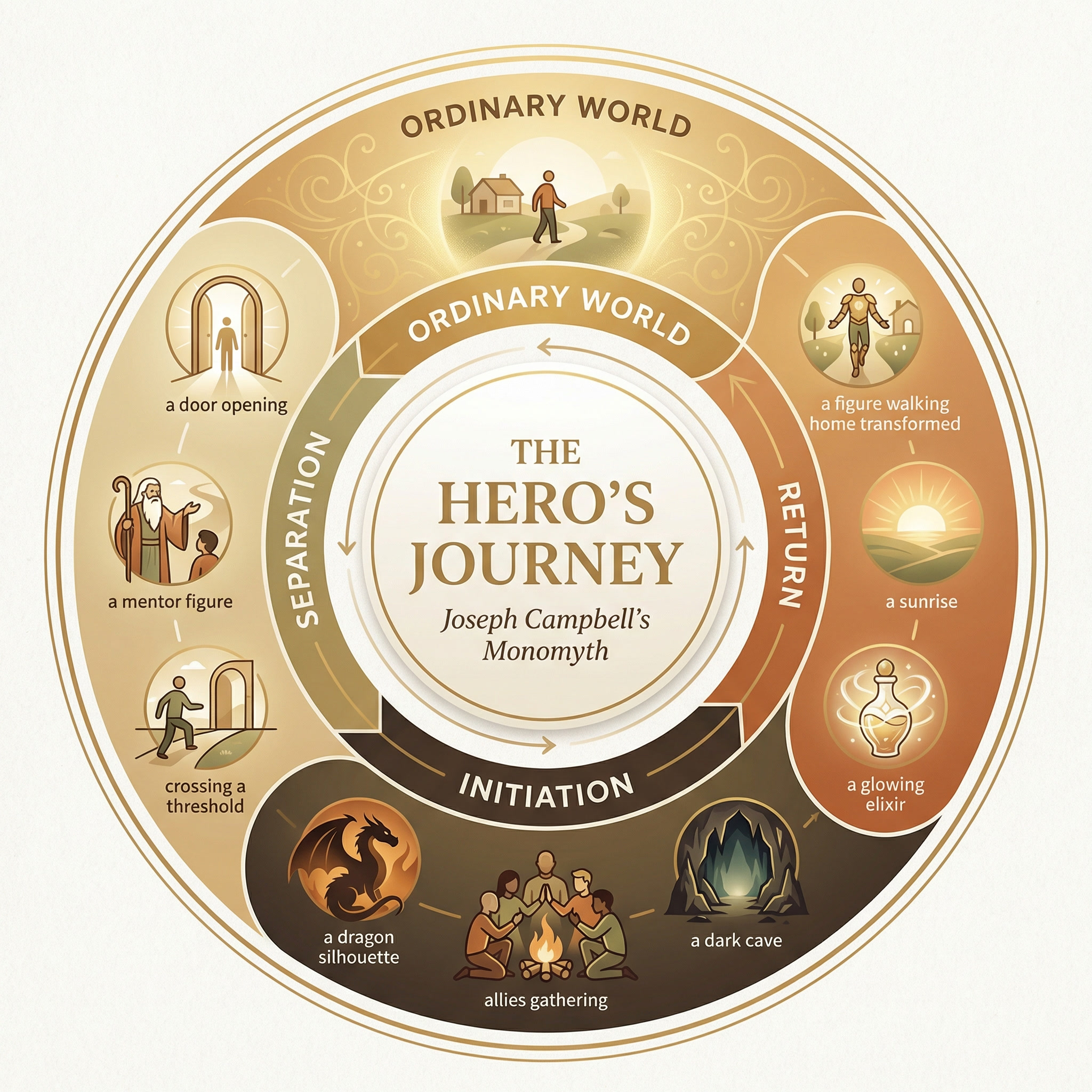 Hero's Journey framework infographic
