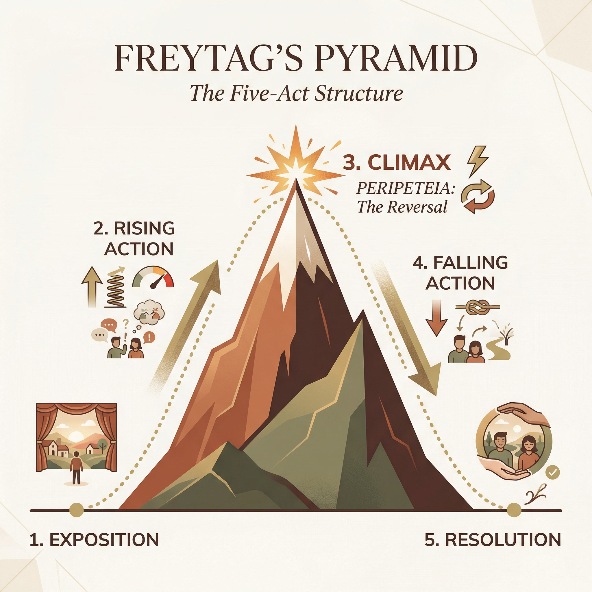 Freytag's Pyramid framework infographic