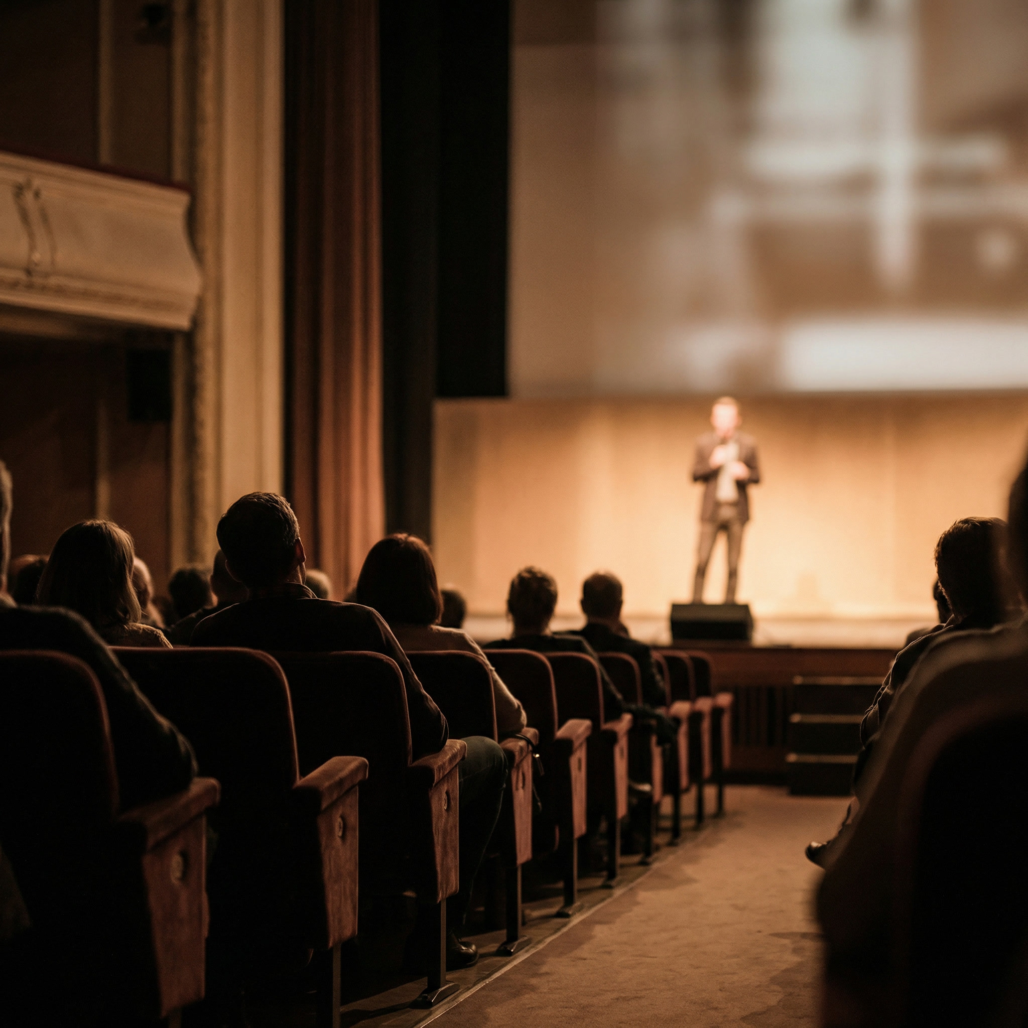 gemini-image-2_View_from_the_back_row_of_a_dimly_lit_auditorium_single_speaker_on_a_warmly_lit_-0